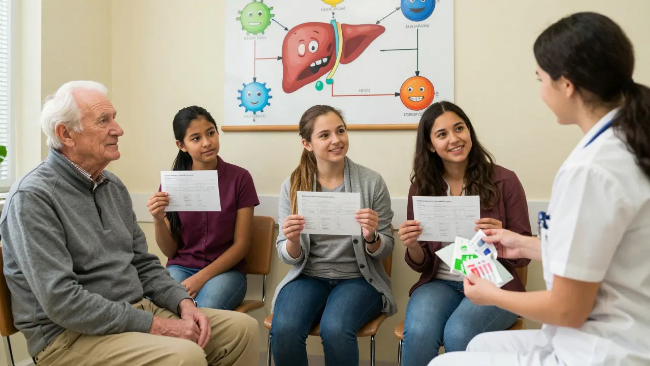 Diverse patients in a community health center receiving personalized meds based on genetic testing.