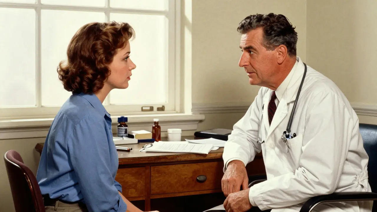 Woman asking doctor questions during medical consultation